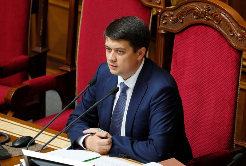 Dmytro Razumkov attends the first session of newly-elected parliament in