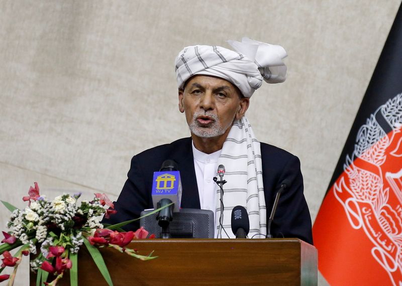 FILE PHOTO: Afghan President Ashraf Ghani speaks at the parliament
