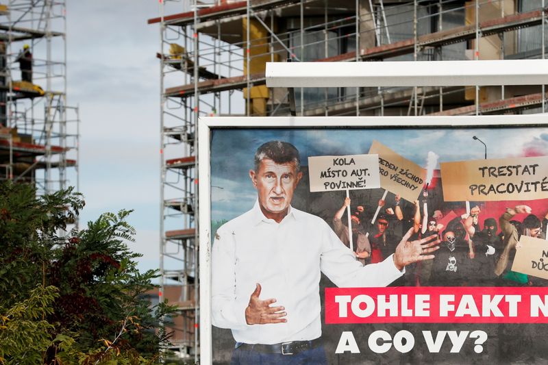 FILE PHOTO: Election billboards are seen ahead of Czech parliamentary
