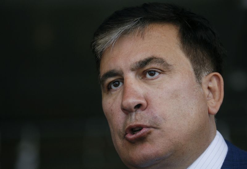 FILE PHOTO: Georgian former President Saakashvili meets with journalists in