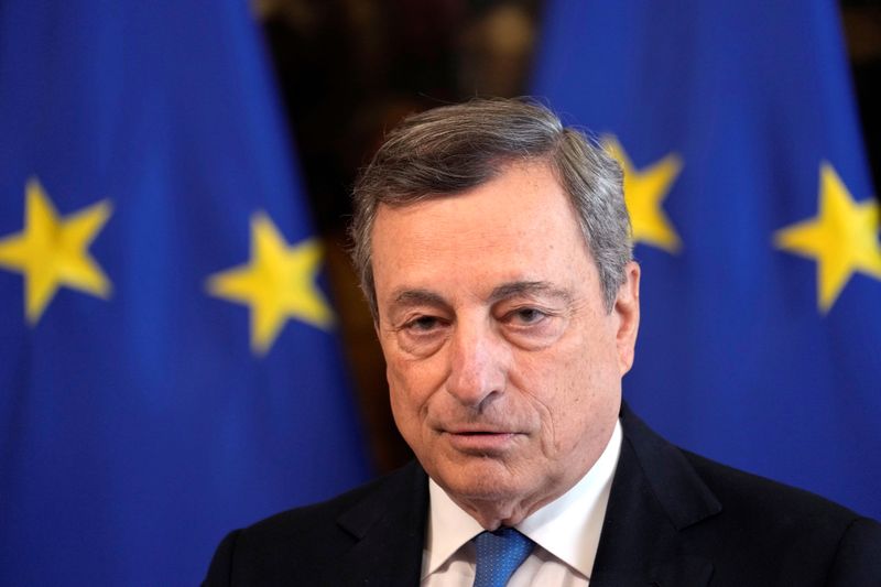 FILE PHOTO: Italian Prime Minister Mario Draghi attends a news