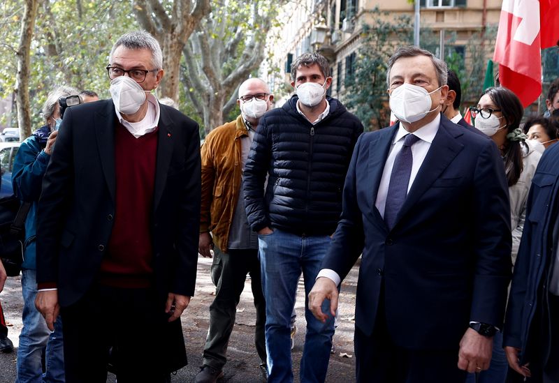 Italian PM Draghi visits trade union headquarters trashed during anti-vax