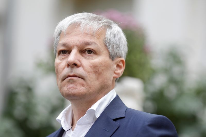 Dacian Ciolos, leader of the USR party, attends a news