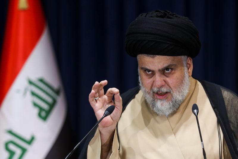 Iraqi Shi’ite cleric Muqtada al-Sadr speaks after preliminary results of