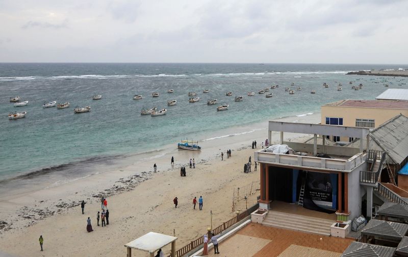 A general view of people on the Liido beach near