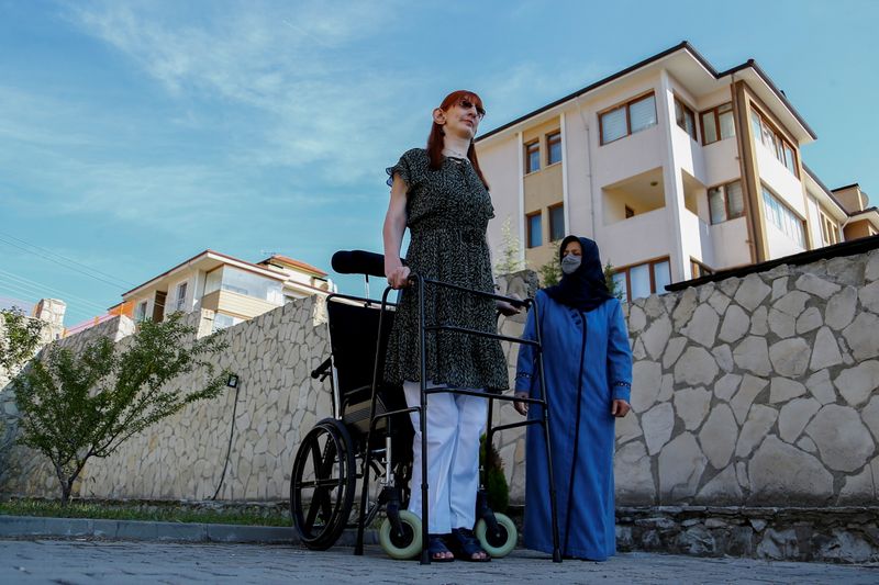 World’s tallest woman Rumeysa Gelgi holds a news conference in