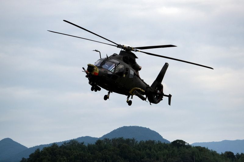 A Light Attack Helicopter (LAH) prototype flies during a display