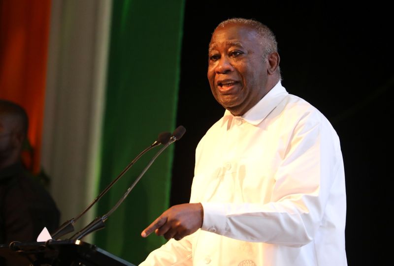 Ivory Coast’s former president Laurent Gbagbo speaks during the second