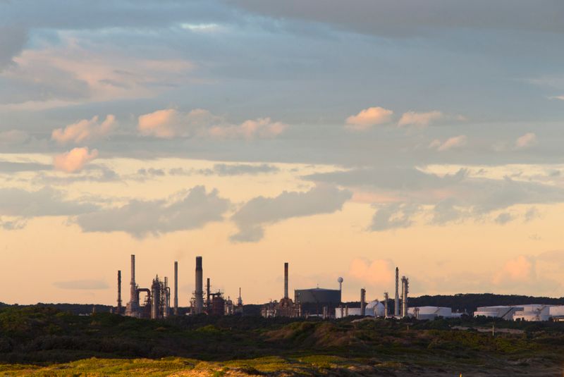 Oil refinery is pictured in the southern Sydney suburb of