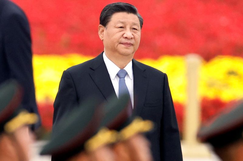 Chinese President Xi Jinping arrives for a ceremony at the