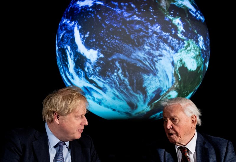 FILE PHOTO: British Prime Minister Boris Johnson and David Attenborough