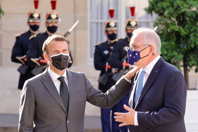 FILE PHOTO: French President Macron meets Australian PM Morrison in