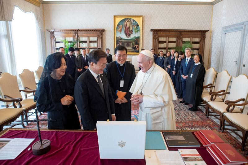 Pope Francis meets South Korean President Moon Jae-in at the