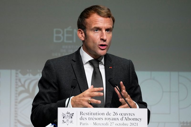 French President Emmanuel Macron visits the Quai Branly museum, in