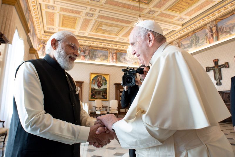 Pope Francis meets with India’s Prime Minister Modi at the