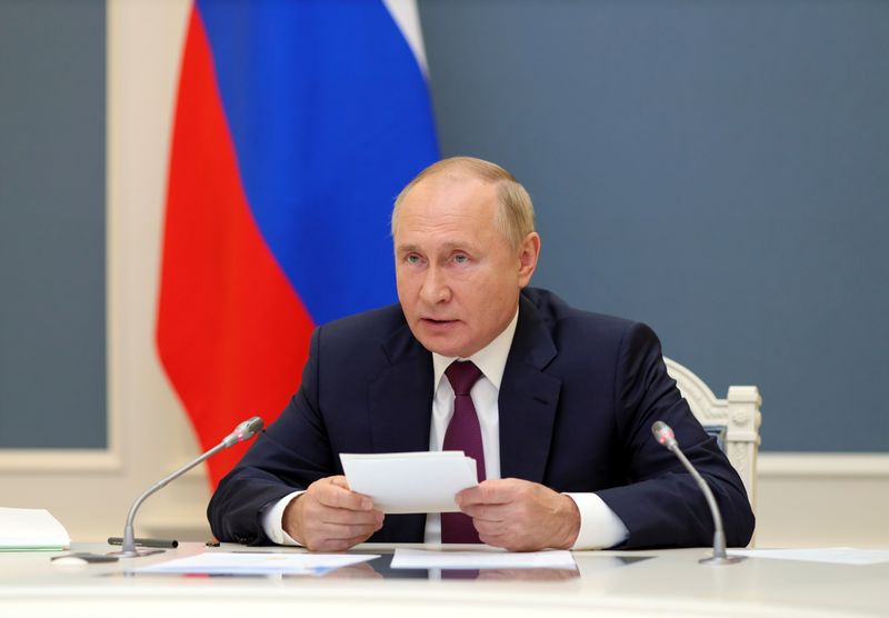 Russian President Vladimir Putin attends the G20 leaders summit via