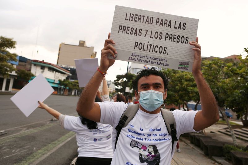 FILE PHOTO: Nicaraguans exiled in Costa Rica protest against the
