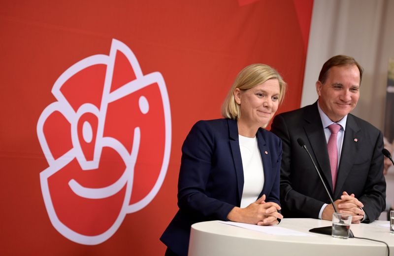 Sweden’s Finance Minister Magdalena Andersson and Prime Minister Stefan Lofven