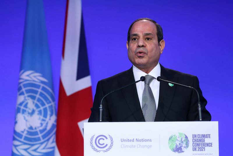 Egypt’s President Abdel Fattah al-Sisi speaks during the UN Climate