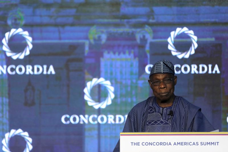 FILE PHOTO: Nigeria’s former President Olusegun Obasanjo speaks during Concordia