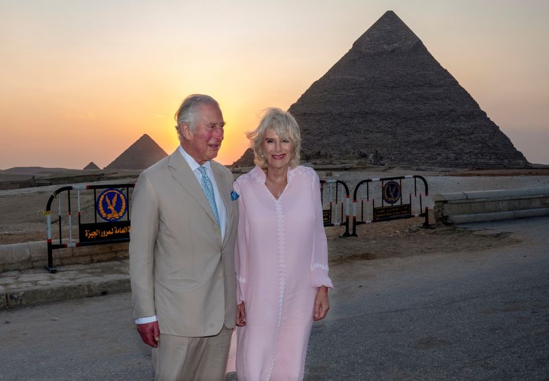 Britain’s Prince Charles and Camilla visit the Great Pyramids of