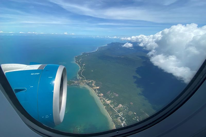 Phu Quoc resort island is seen via the window of