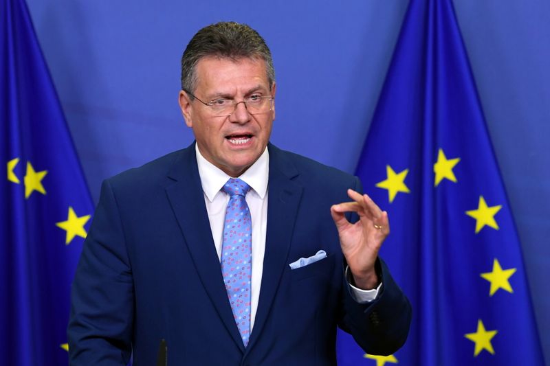 European Commission VP Sefcovic attends video conference after meeting with