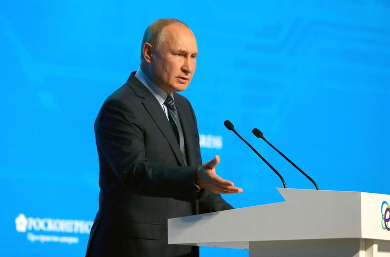 Russian President Putin attends the Russian Energy Week International Forum
