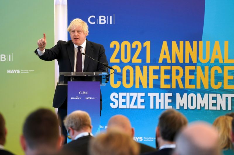 Britain’s PM Johnson attends the CBI annual conference