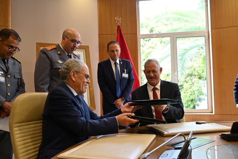 Israeli Defence Minister Benny Gantz and Morocco’s defence administration minister,