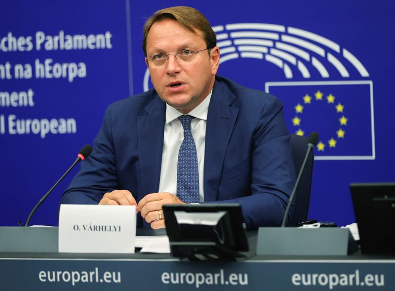 European Commissioner for Neighbourhood and Enlargement Oliver Varhelyi attends a