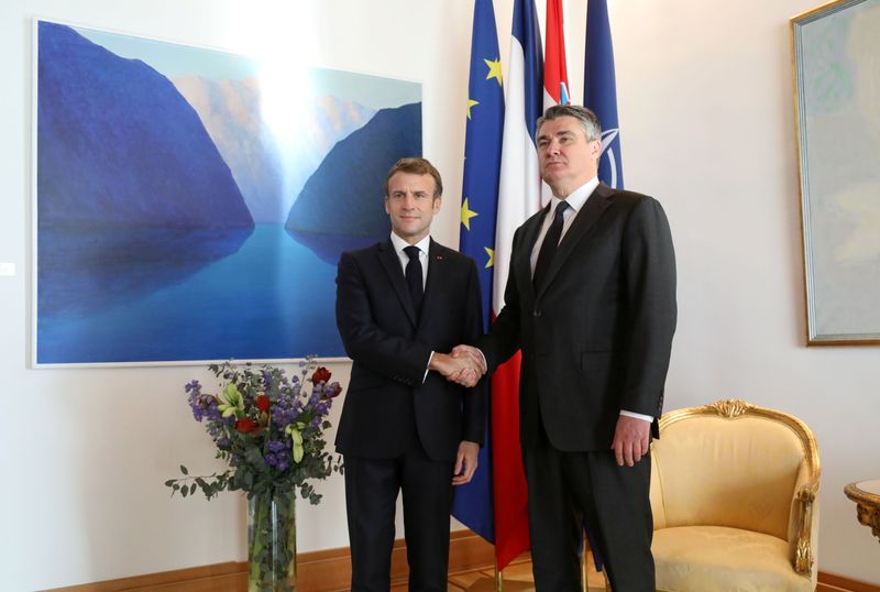 France’s President Emmanuel Macron visits Zagreb