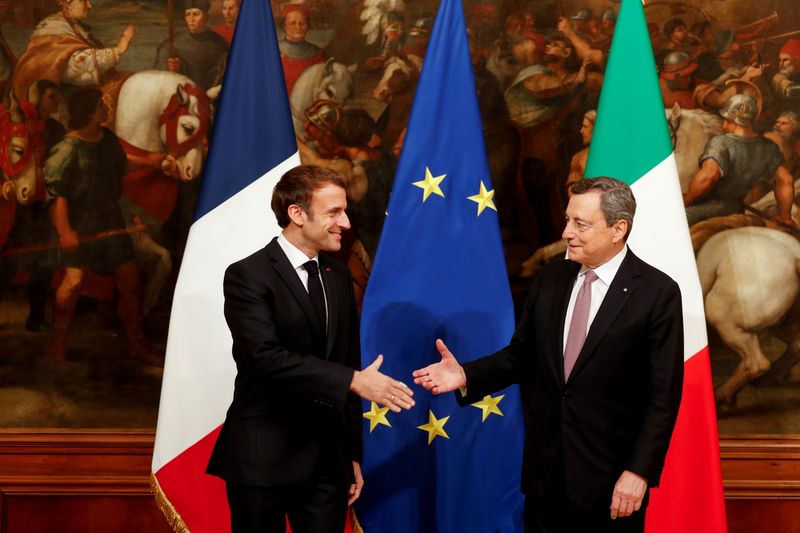 French President Macron meets Italian Prime Minister Mario Draghi, in