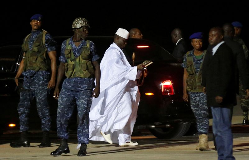 A security officer of former Gambian President Yahya Jammeh cries