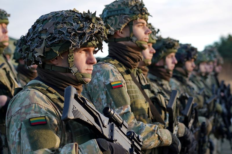 FILE PHOTO: Lithuanian President Nauseda visits troops deployed at the