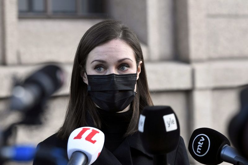 FILE PHOTO: Finnish Prime Minister Sanna Marin’s news conference in