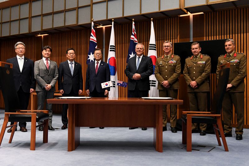 South Korean President Moon Jae-in meets with Australian PM Scott