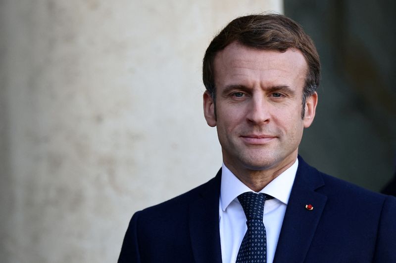 FILE PHOTO: French President Emmanuel Macron at the Elysee Palace