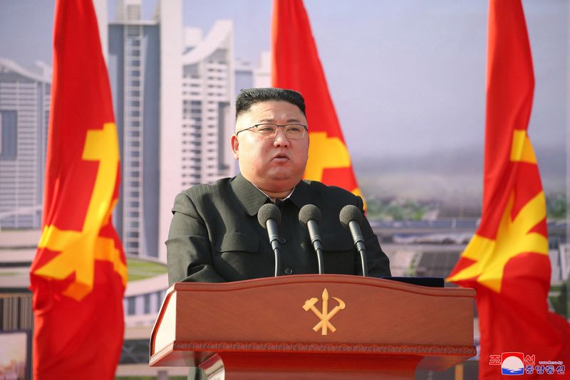 North Korean leader Kim Jong Un attends a ceremony to