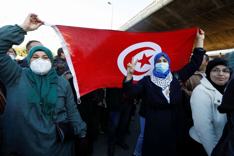 Protest against Tunisian President Saied’s seizure of governing power, in