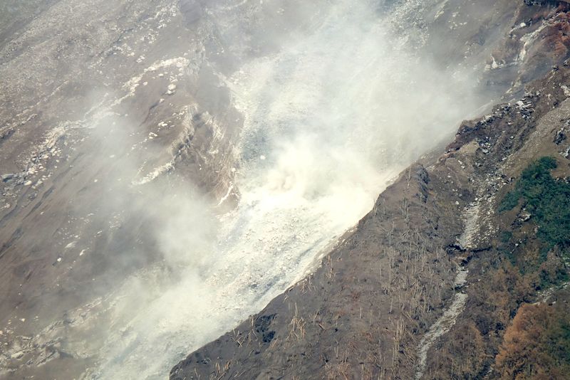 Mount Semeru Volcano during an eruption in Candipuro district in