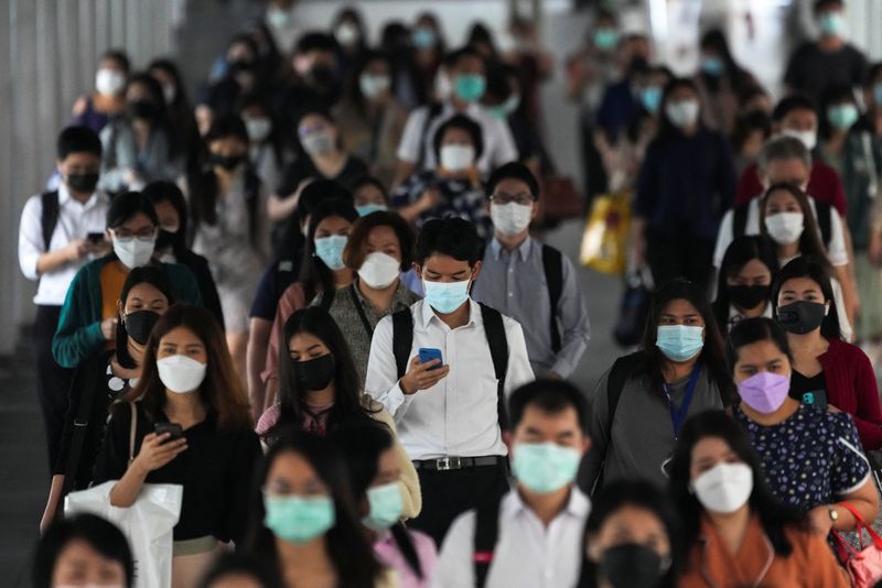 People wearing face masks as a measure to prevent the