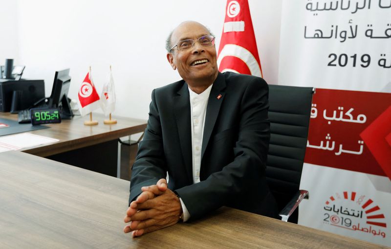 Former Tunisian President Moncef Marzouki submits his candidacy for the