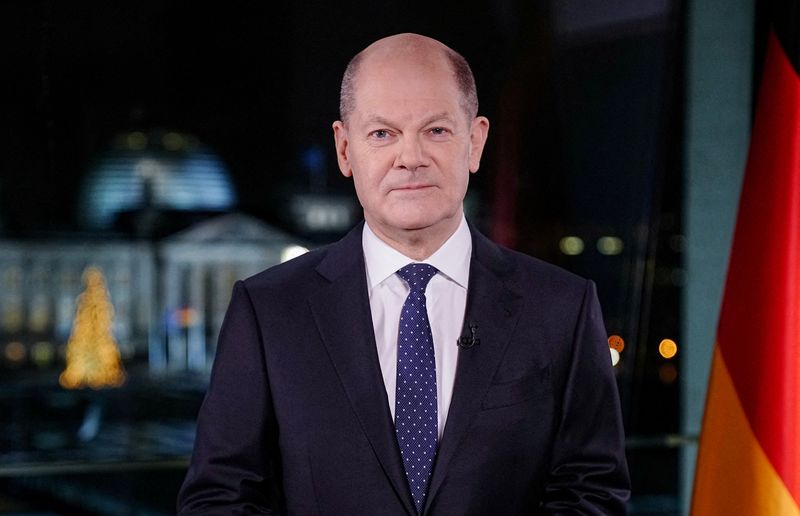 German Chancellor Olaf Scholz records his annual New Year’s address