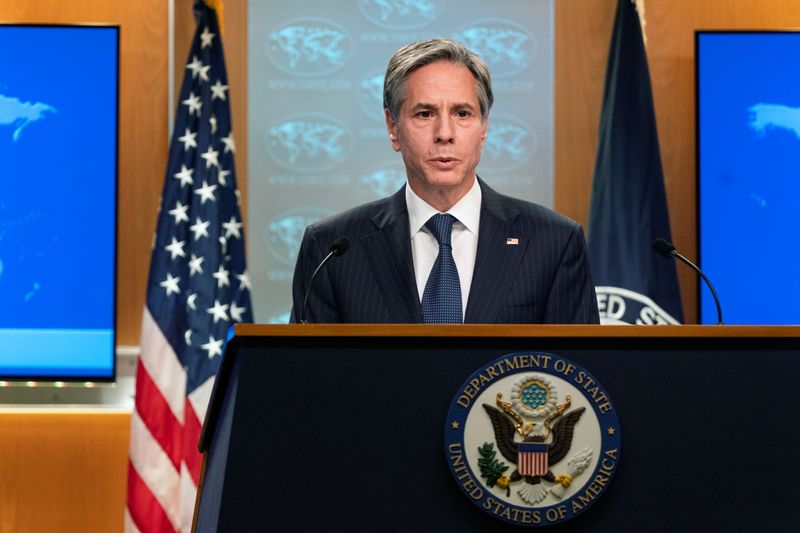 FILE PHOTO: U.S. Secretary of State Antony Blinken speaks during