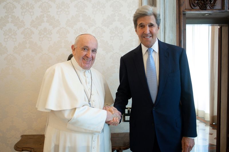Pope Francis meets U.S. climate envoy John Kerry at the
