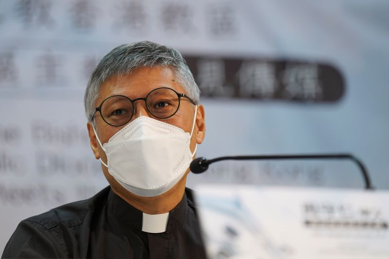 Stephen Chow, bishop-elect of Catholic Diocese of Hong Kong, attends