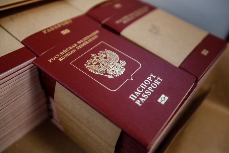 Blank Russian passports are pictured during production at Goznak printing