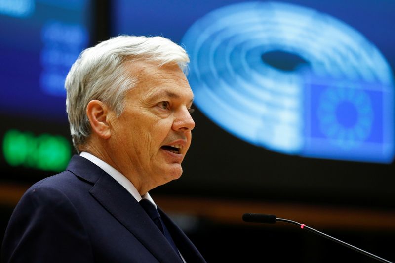 EU Commissioner Reynders addresses the European Parliament in Brussels