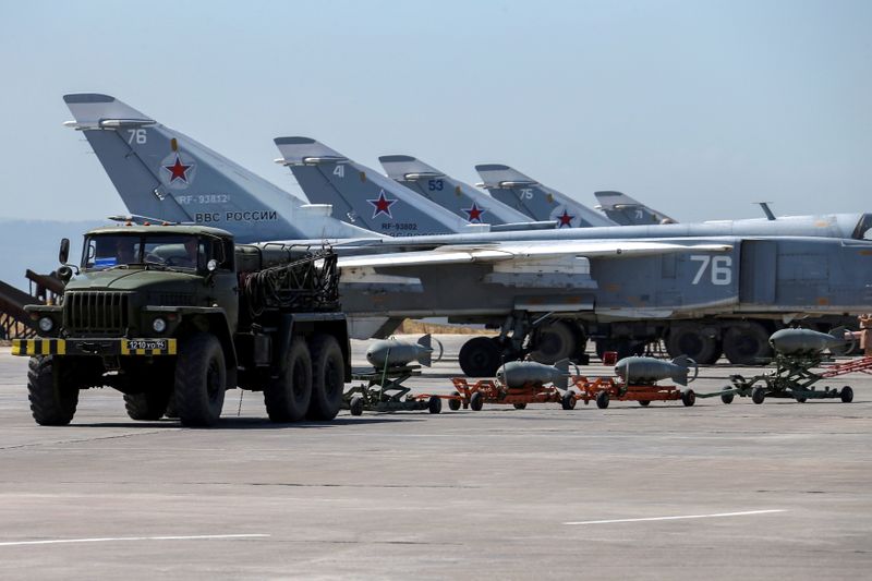 FILE PHOTO: Russian military jets are seen at Hmeymim air